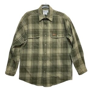 Carhartt Shirt Mens M Green Plaid Long Sleeve Cotton Work Button Up